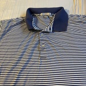 Peter Millar blue and white stripe short sleeve polo shirt size‎ large